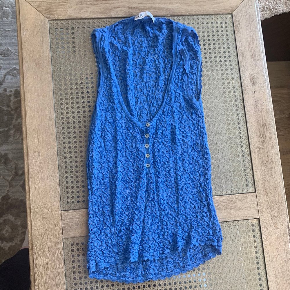 Zara blue crochet tank